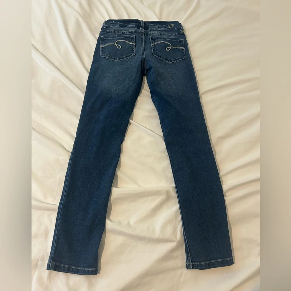 Justice Girls Skinny Jeans Size 10 Mid Rise Stretch Denim Blue
